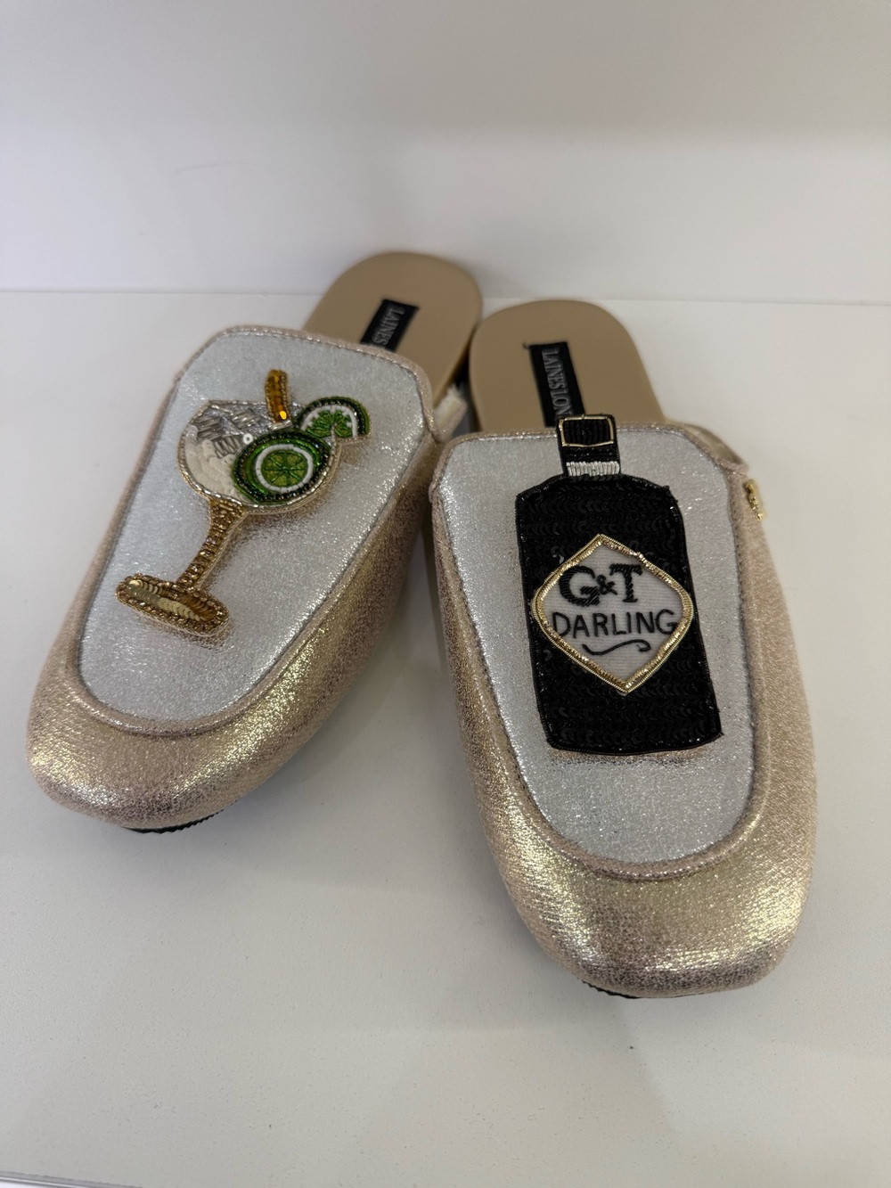 M Laines London Metallic Slippers Shoes Size 7-8